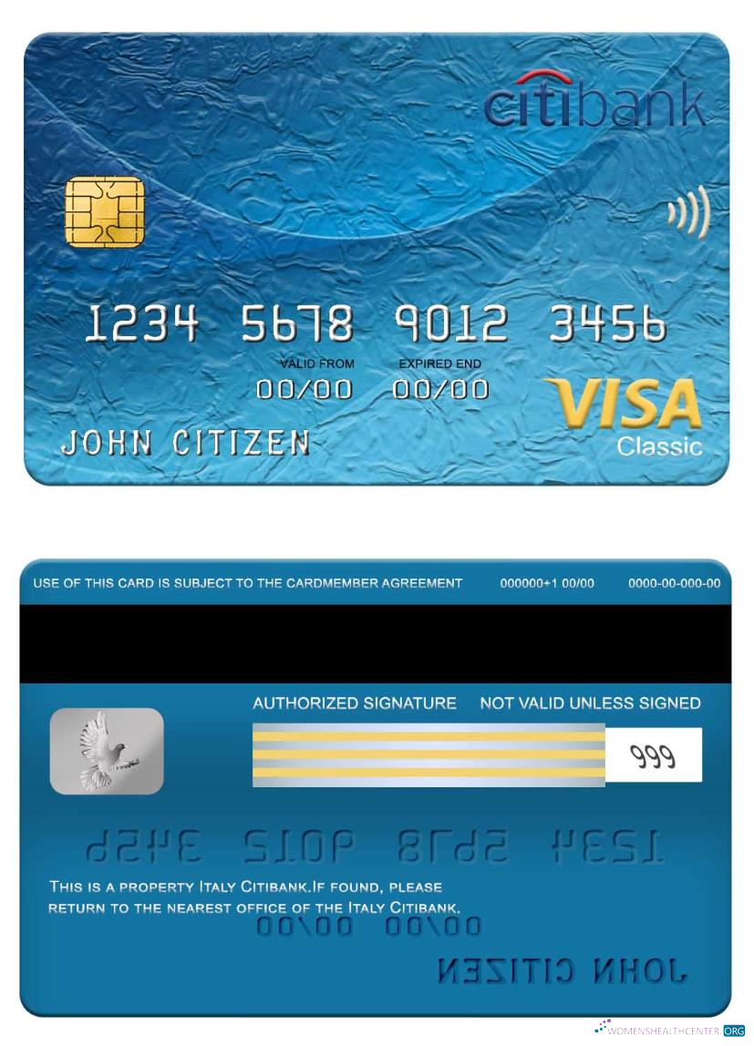 Download Italy Citibank visa classic card Photoshop template